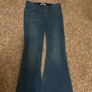 Free People Penny Pull-On Flare Jeans 30 Short Dark Blue Denim Casual Boho